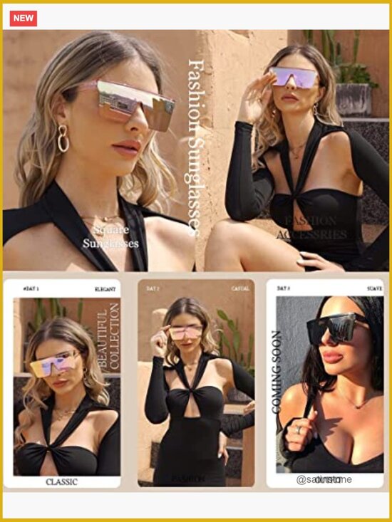 Oversized Square Sunglasses UV400 Protection for Women Men main image 5